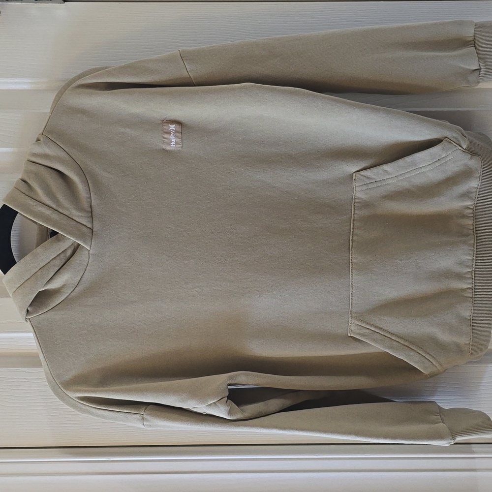 HURLEY BRAND SIGNATURE BOYS KAKHI COLOR PULLOVER HOODIE SIZE LARGE